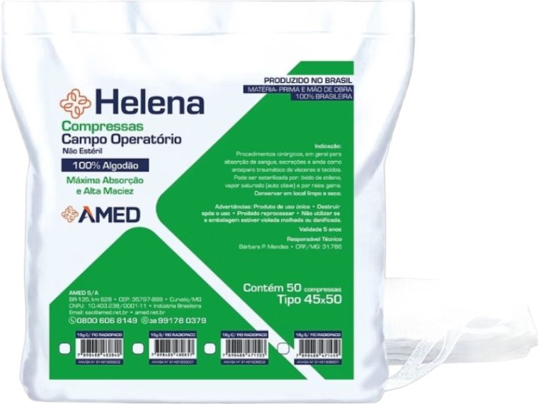 COMPRESSA CAMPO OPER 45X50 PCT C/50 HELENA - Código FER-017